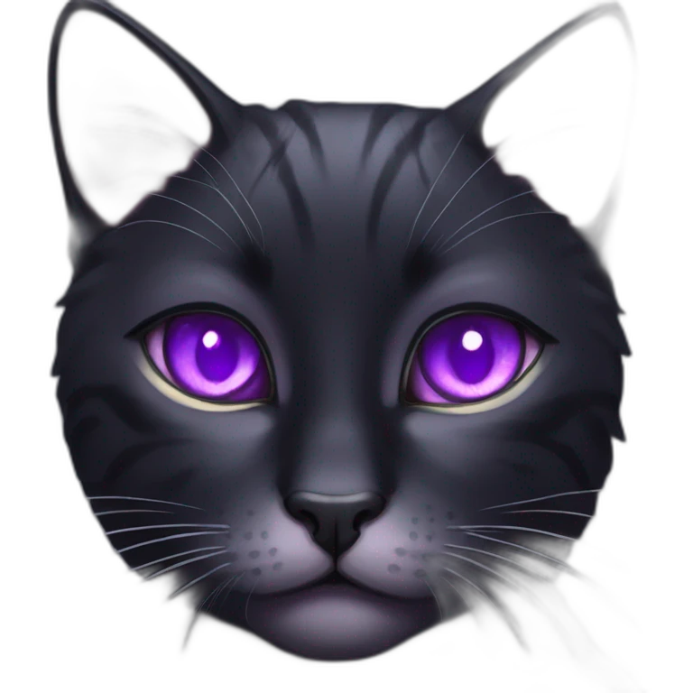 scaly black cat purple eyes fishtail emoji