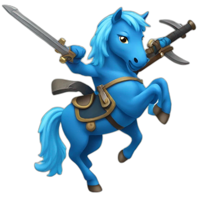 Blue horse holding a weapon emoji