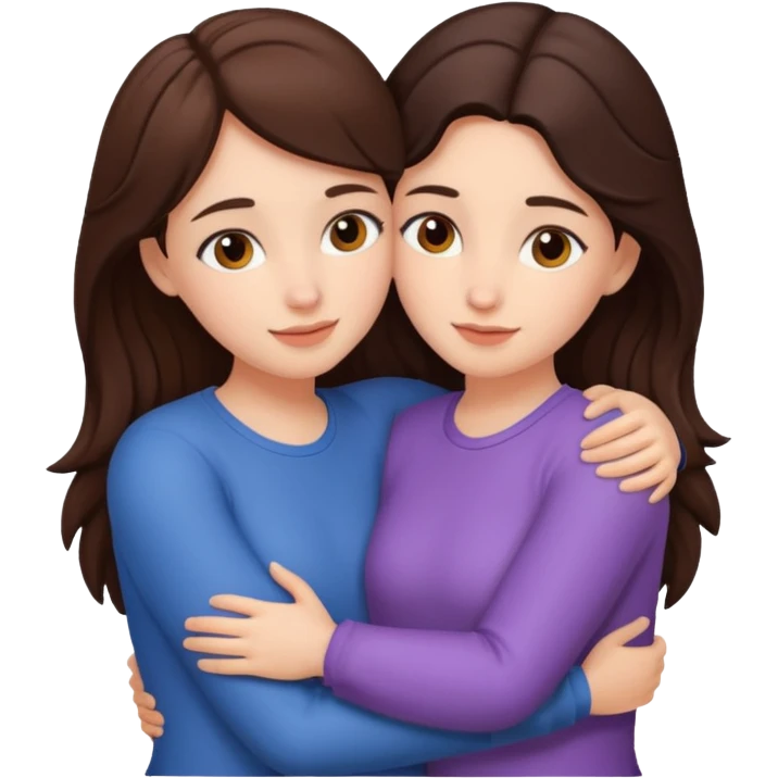 Sister hugging sister brunets emoji