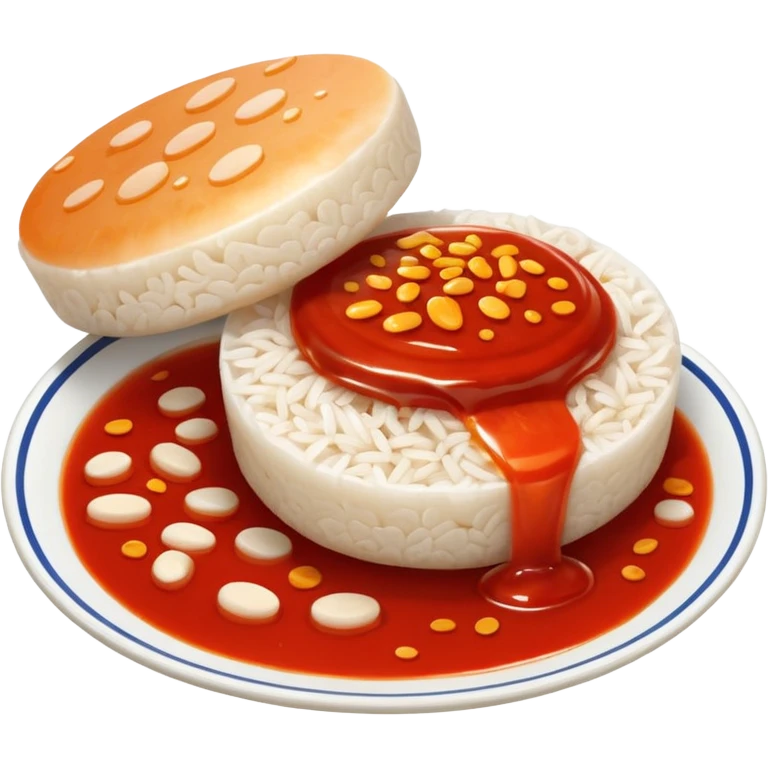 떡볶이, close-up of rice cakes with sauce, cute and simple emoji