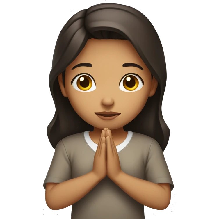 brunette young praying emoji