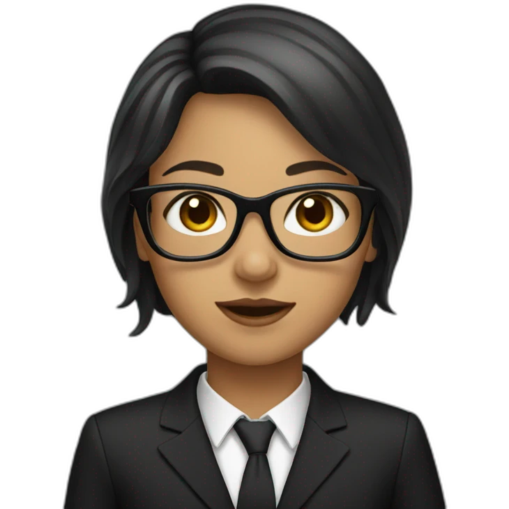 a girl in a black suit and glasses emoji