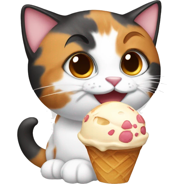 calico cat with icecream  emoji