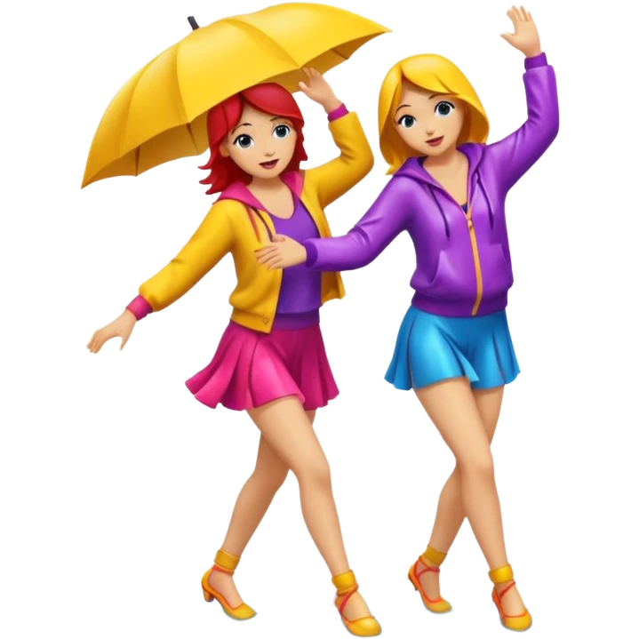 Women Dancing under rain  emoji
