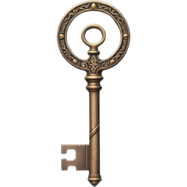 iOS style emoji, minimal ancient key, dark fantasy emoji