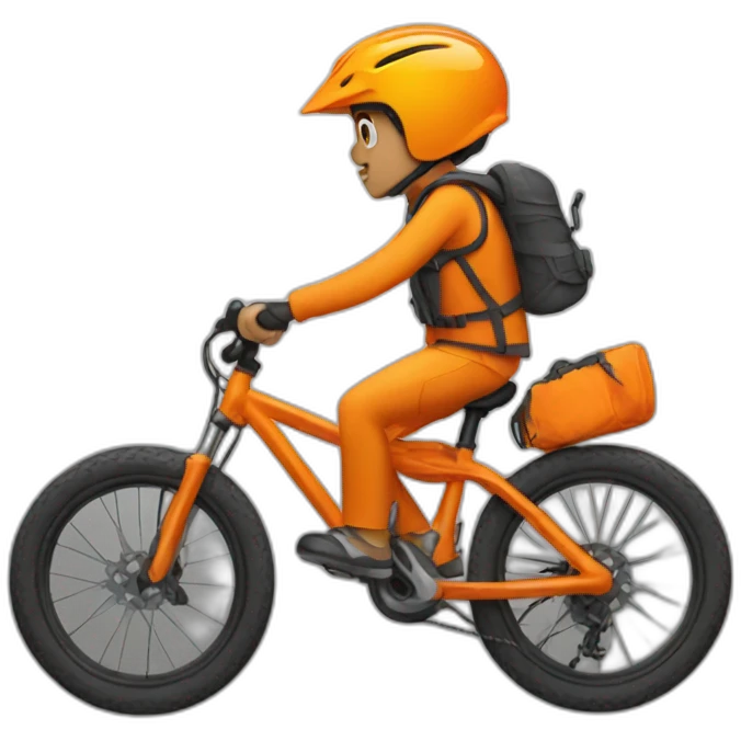 orange moutain bike person emoji