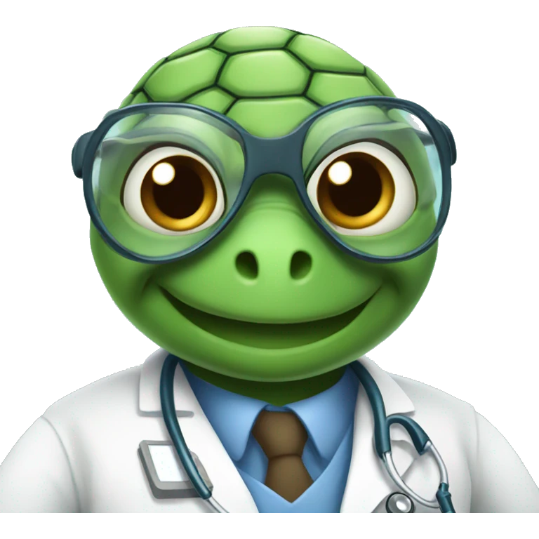 Smart cute doctor turtle emoji