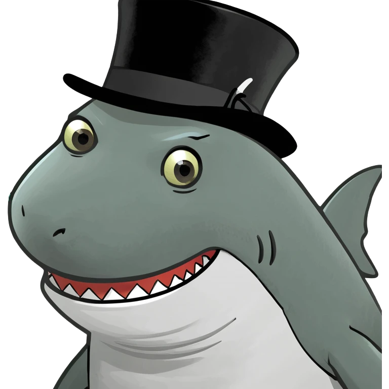 Shark with a top hat emoji