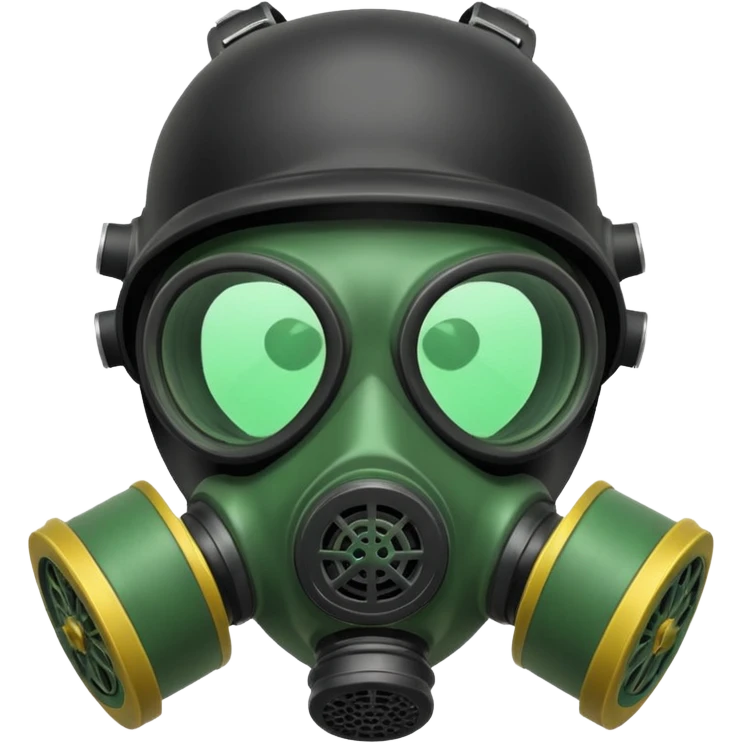 A gas mask. Cartoon style. The green filters.  emoji