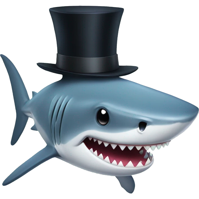 Shark with a top hat emoji