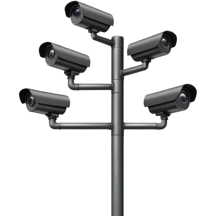 Several CCTV cameras on a pole in black emoji