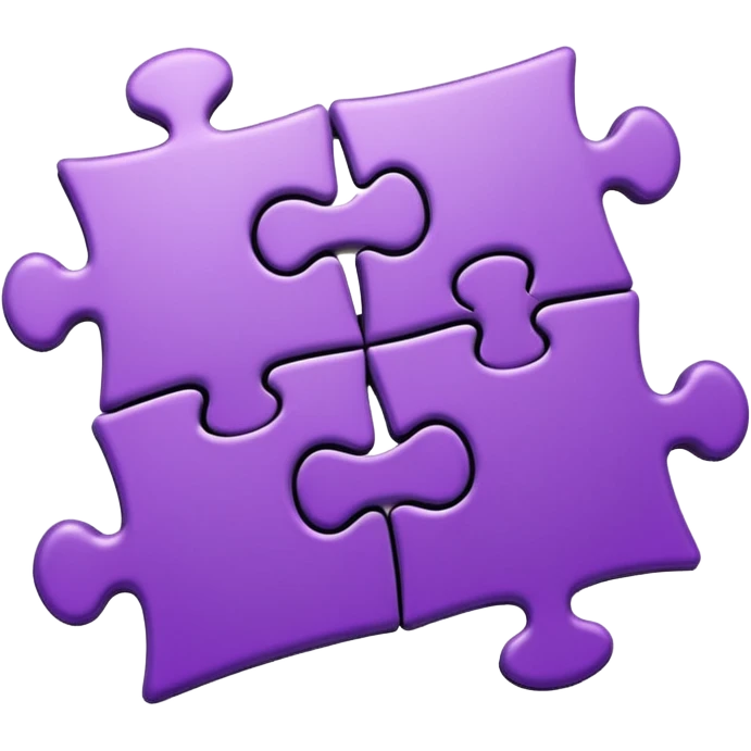 Create an icon of a puzzle for "Featured Projects" on a dark background #22223B. Show exactly 4 puzzle pieces connected together, with the 4th piece slightly separated and in the process of being placed. The puzzle pieces should be shades of purple that harmonize with the background emoji