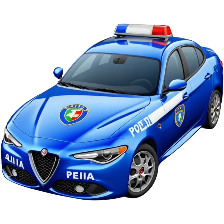 crea auto di servzio alfa romeo giulia tutta blu con la scritta sul lato polizia penitenziaria  emoji