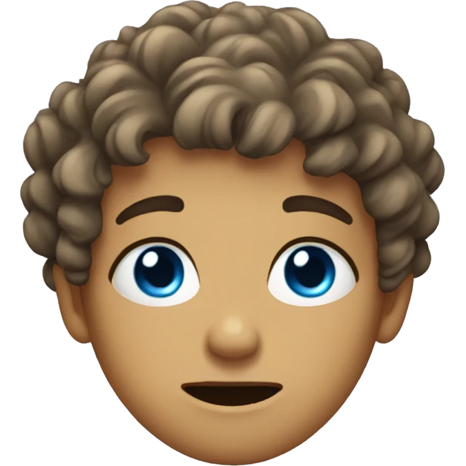 Crying smirk face blue eyes and short curly hair  emoji