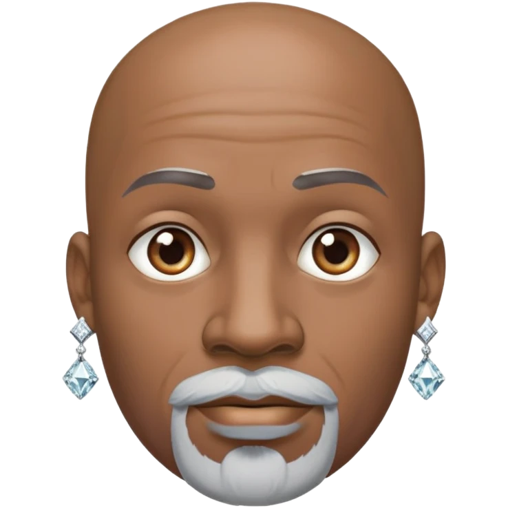 Bald, Dark-skinned man with white goatee, wearing diamond earrings  emoji