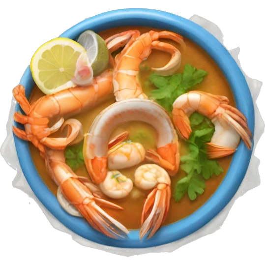 Sopa con aros y mariscos  emoji