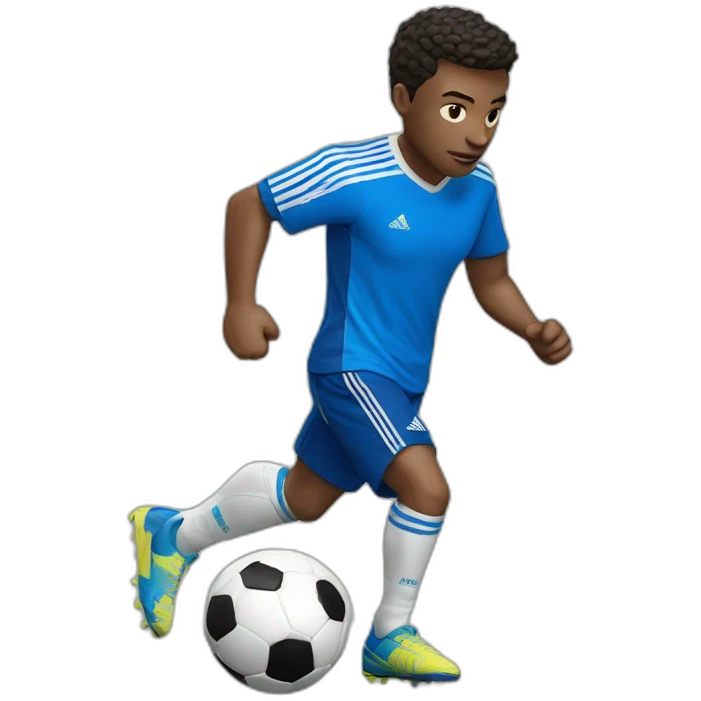 playing soccer withe blue tee adidas emoji