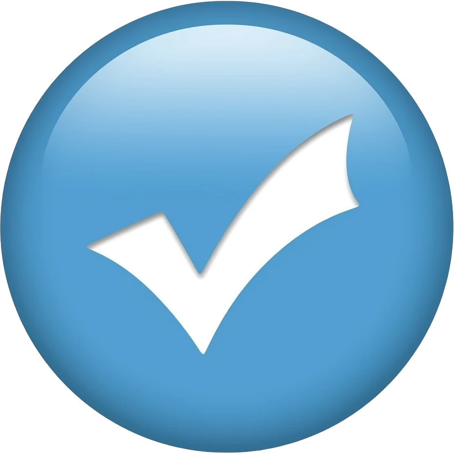 Un punto un poco grande de color azul y a dentro una ralla de verificación ✓asi emoji