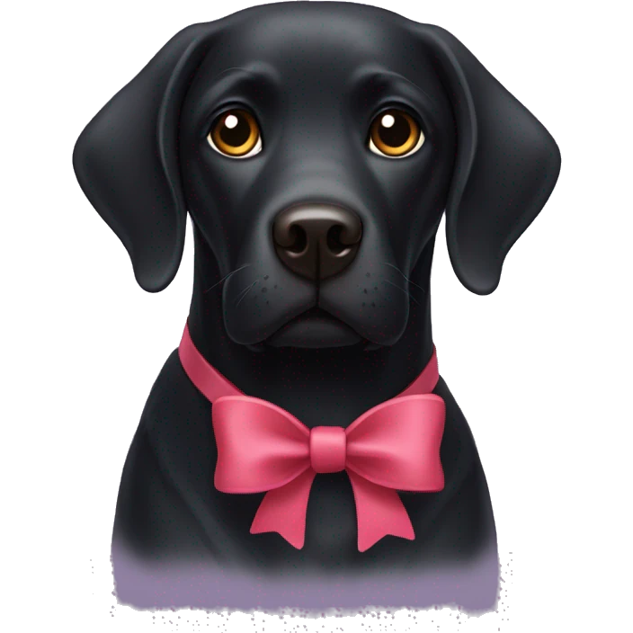 Black labrador with 2 bows on both his ears emoji