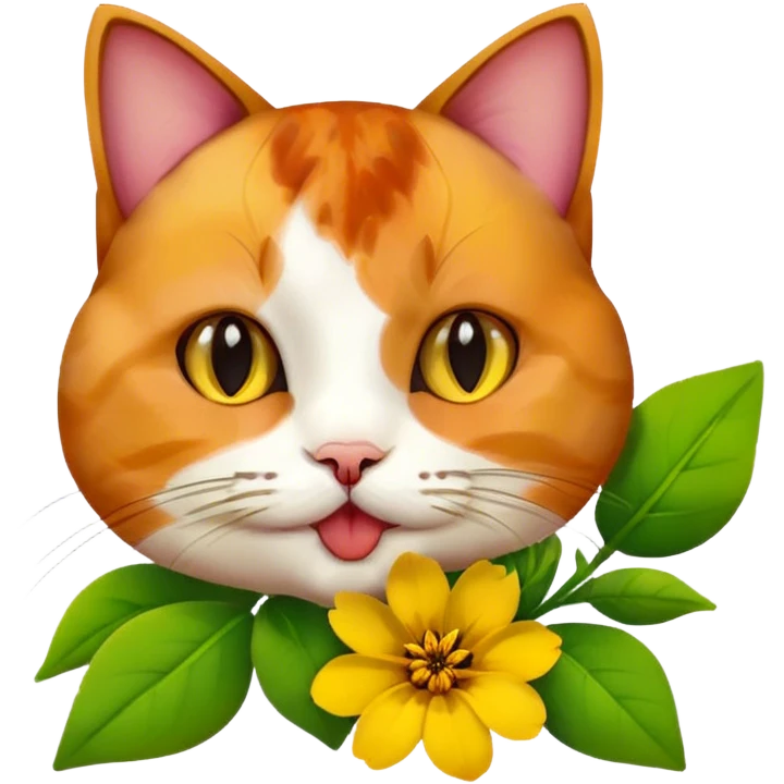 Cat licking a flower emoji
