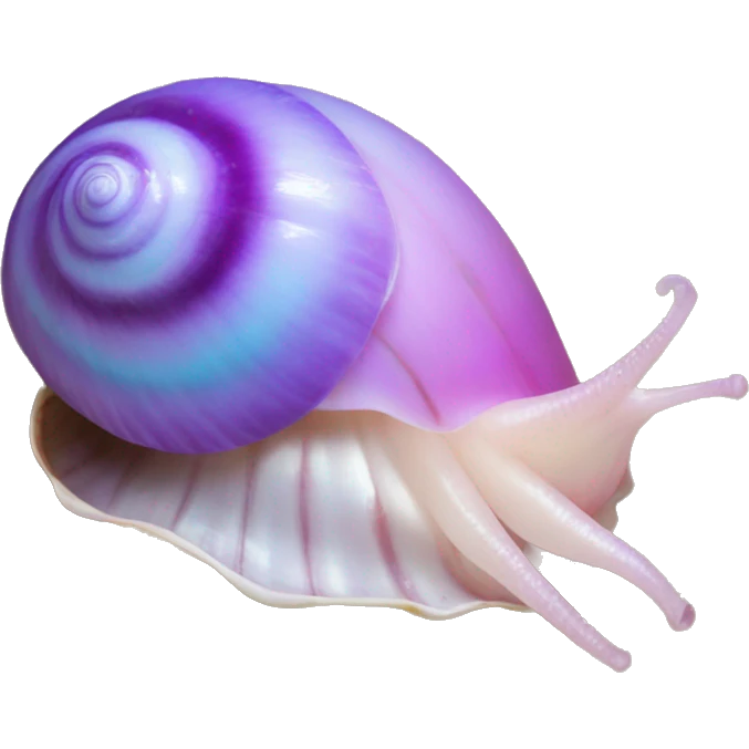 Purple pink blue green smiling hermit shell in its conal shell emoji