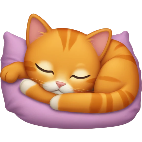 orange gold cat sleeping in a bed emoji