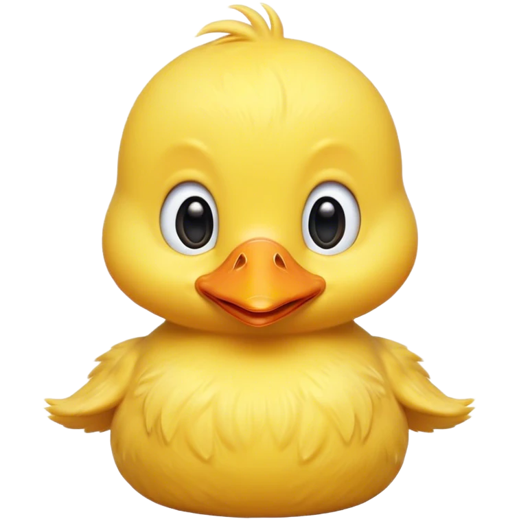 Cinematic Comical Yellow Baby Duck Portrait Emoji, Head tilted dramatically with an exaggeratedly amused expression, featuring a striking, fluffy yellow downy coat with a tiny quirky beak, wide, expressive eyes filled with playful disbelief, Simplified yet hilariously expressive features, highly detailed, glowing with a slightly sassy glow, high shine, dramatic yet playful, stylized with an air of cheeky mischief, bright and endearing, soft glowing outline, capturing the essence of a spirited and over-the-top duckling, so meme-worthy it feels like it could peep its way into internet fame instantly! emoji