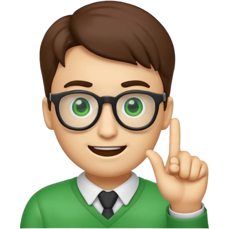 a normal emoji with nerd face and a finger upp with greenscreen emoji