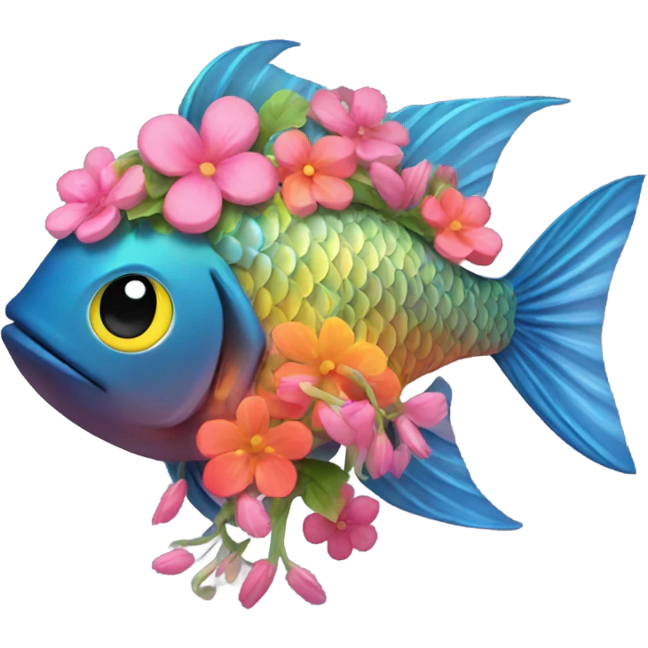 Fish with flowers emoji