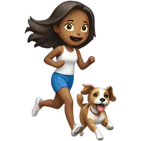 girl running with her dog emoji