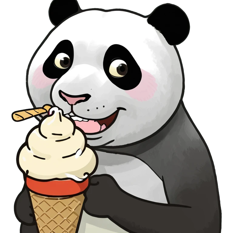 Panda eating ice cream emoji