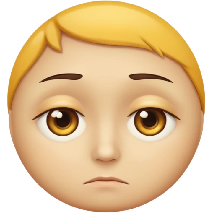 Make a sad eyes with browns on top of an eye using yellow round shaped face emoji
