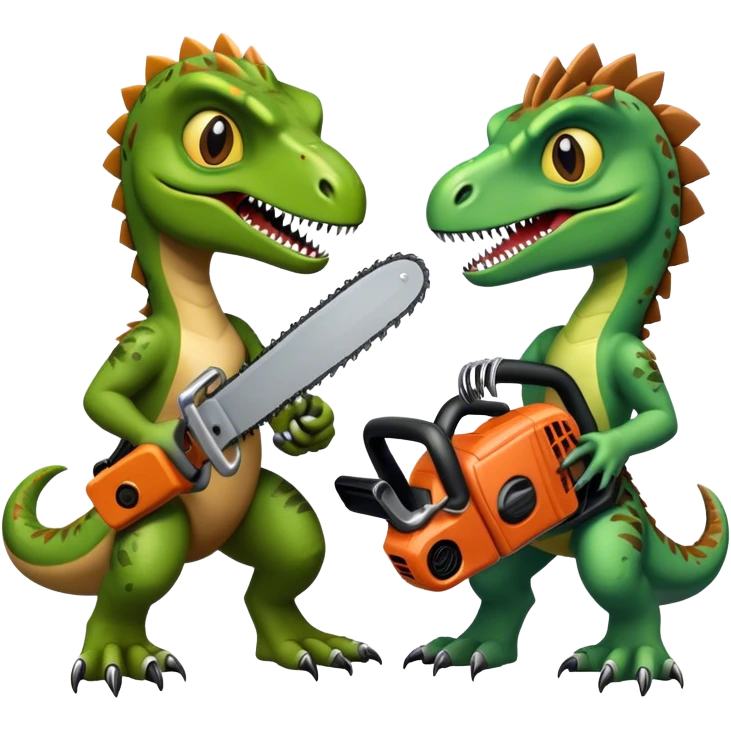 2 velociraptors with chainsaws emoji