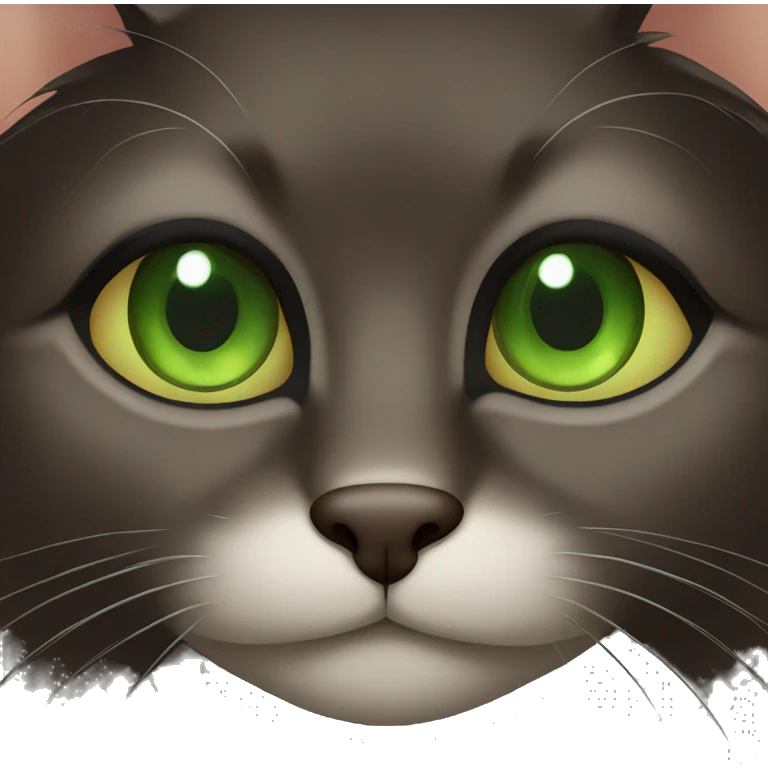 dark brown cat with green eyes emoji