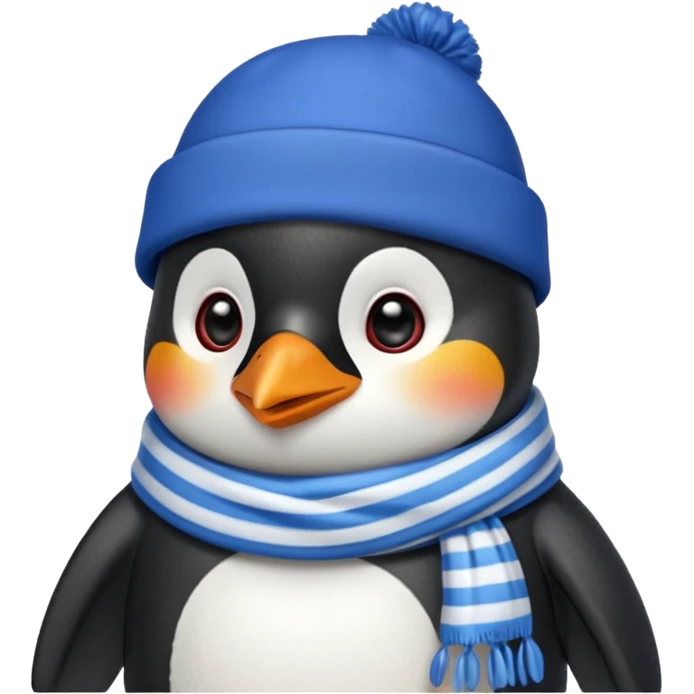 Winter penguin wearing winter clothes with winter background emoji