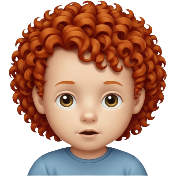 redhead kid with unique face features and very curly hair baby kid boy emoji