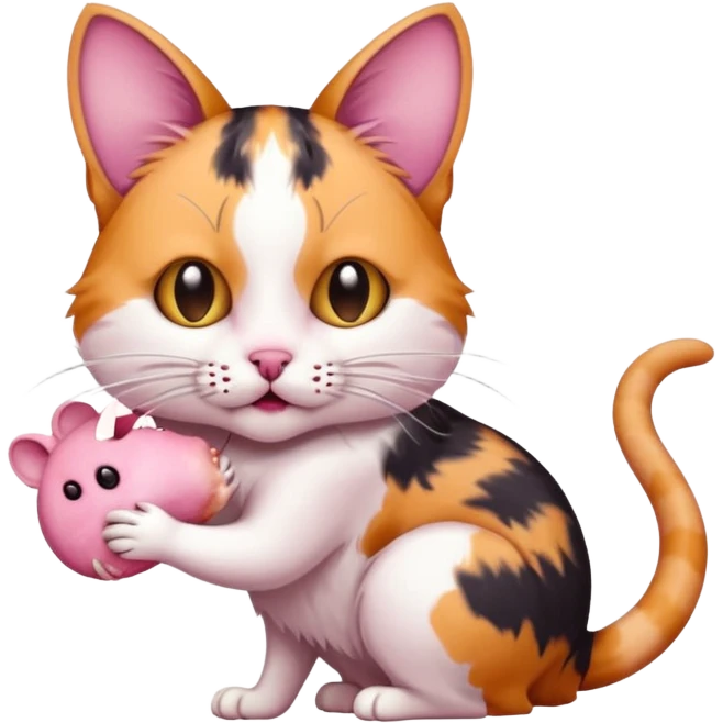 A cat holding a dead mouse in its mouth emoji