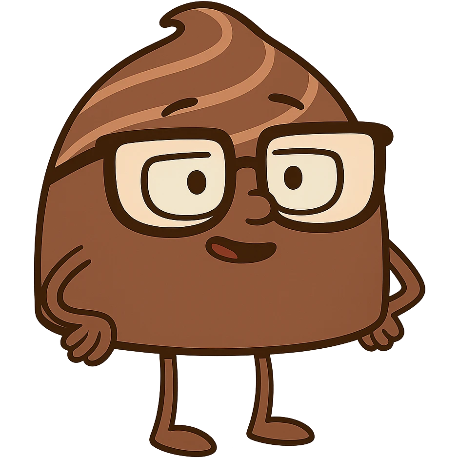 cartoon style chocolate truffle with big glasses emoji