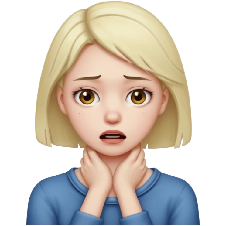 Girl crashing out holding her neck emoji