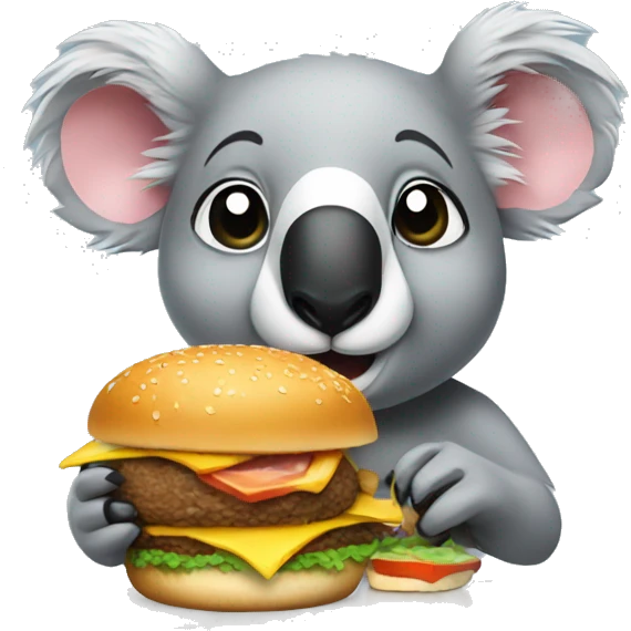 Koala eats a burger emoji