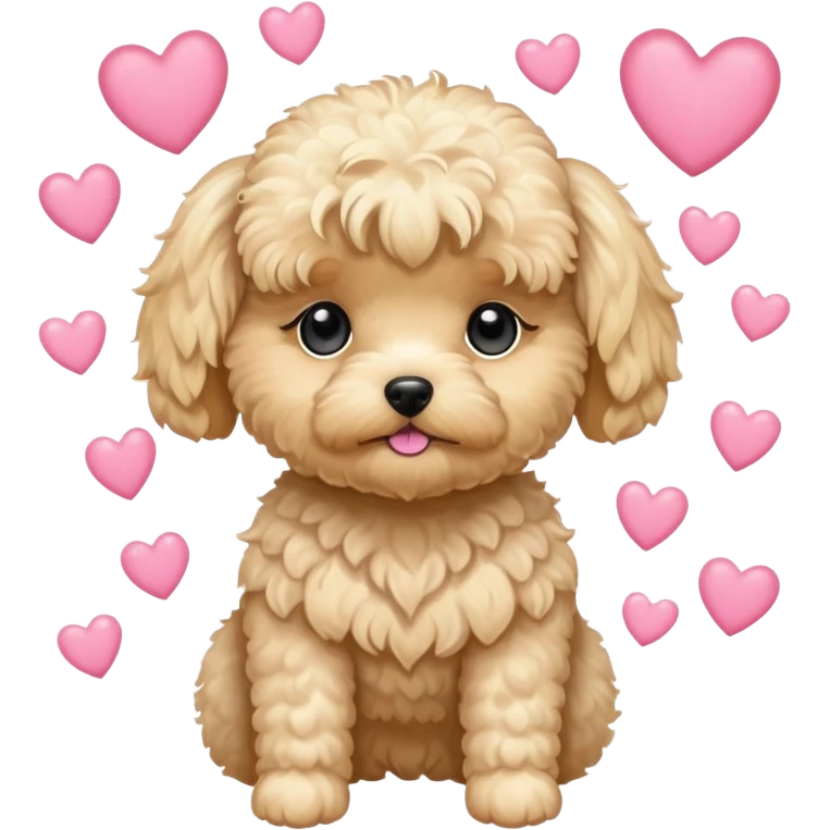 Blonde Maltipoo saying I love You Mommy with little pink hearts everywhere  emoji