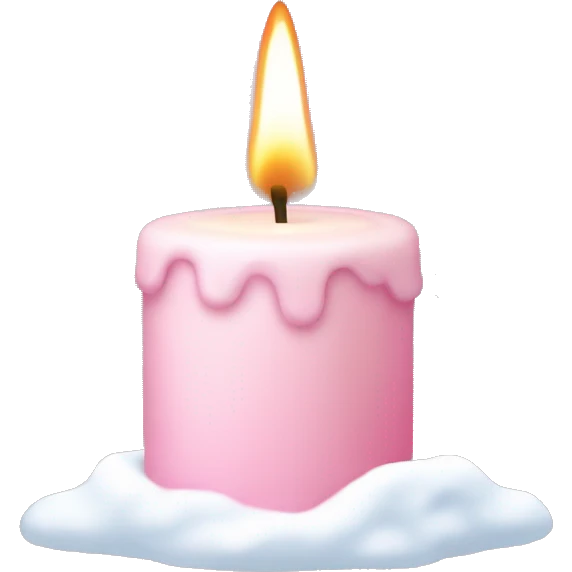 Light pink candle with snow emoji
