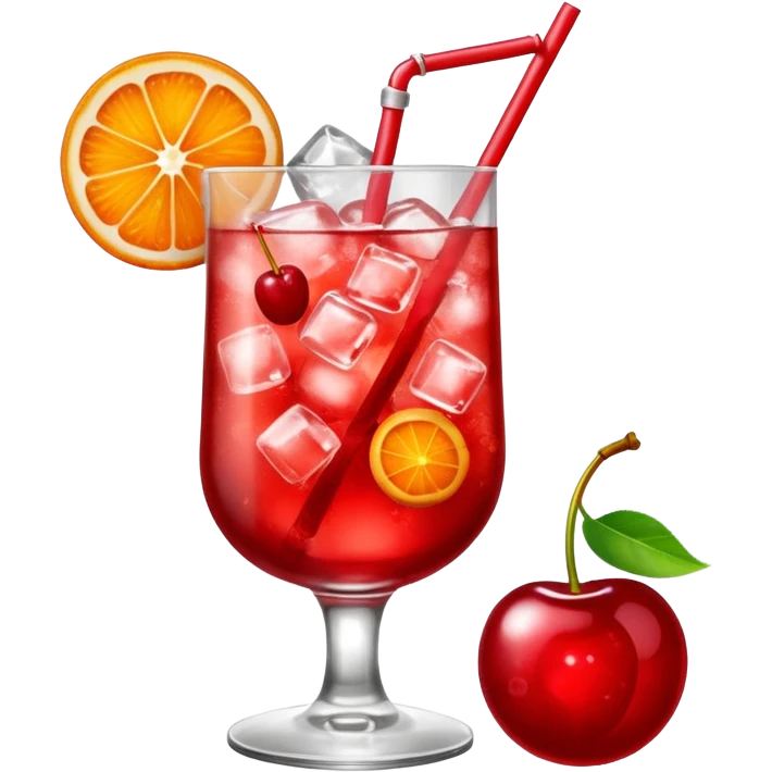 Shirley temple soda on a glass with ice emoji