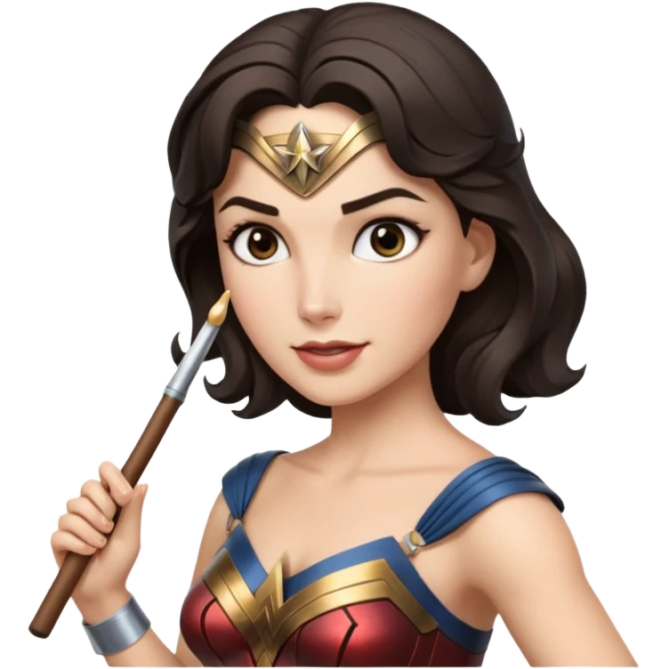 Wonder Woman holding white orchestra conductor’s baton emoji