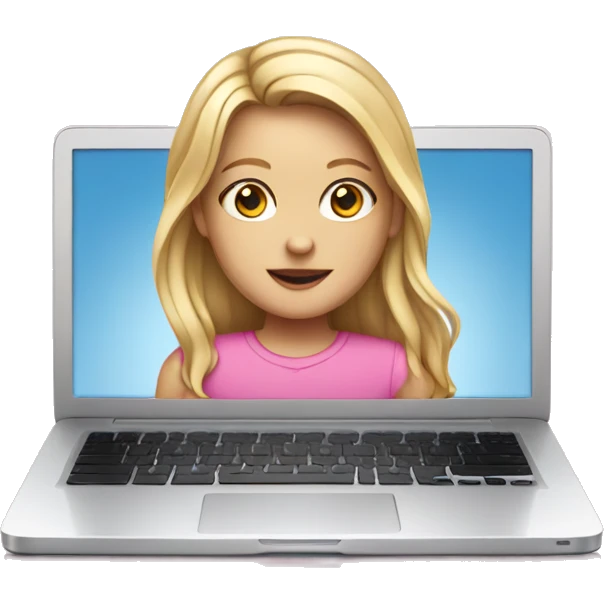 white girl pink laptop emoji