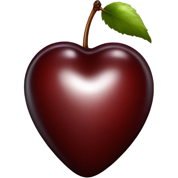 Realistic isolated dark red heart shaped cherry emoji