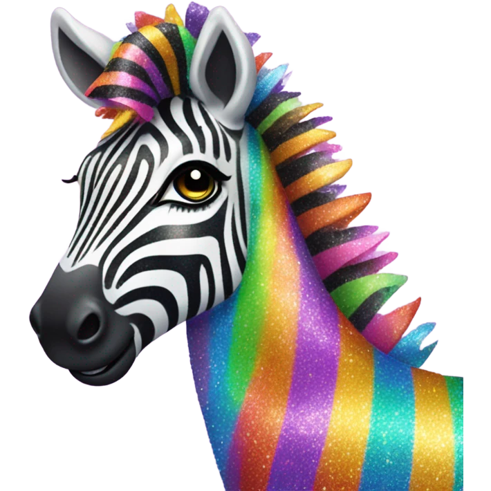 Lisa frank zebra with glitter rainbow stripes emoji
