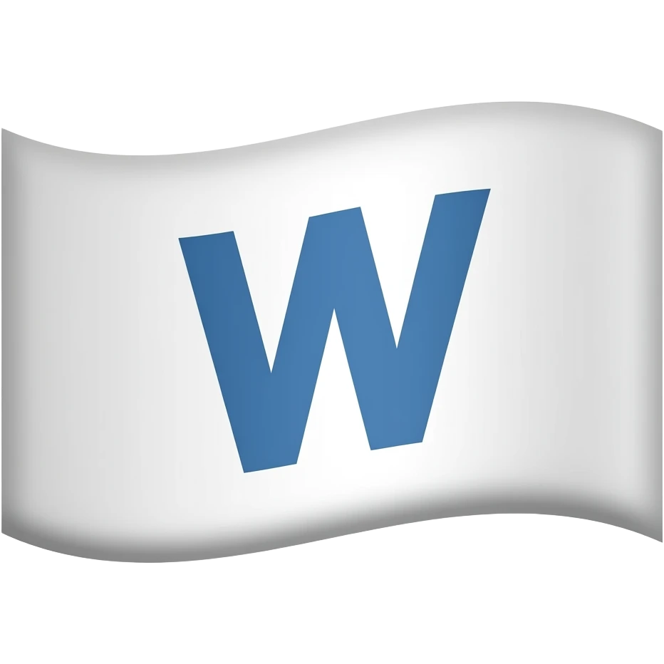 white flag with blue W emoji