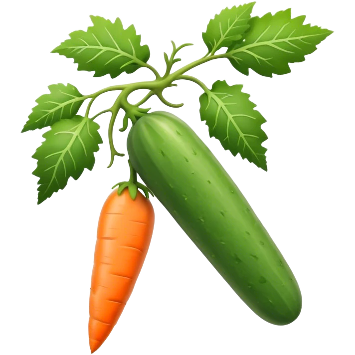 cucumber, eggplant, big carrot, on a branch emoji