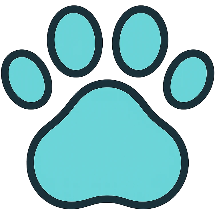 Cyan pawprint, animal paw with pads and toes, light cyan color emoji